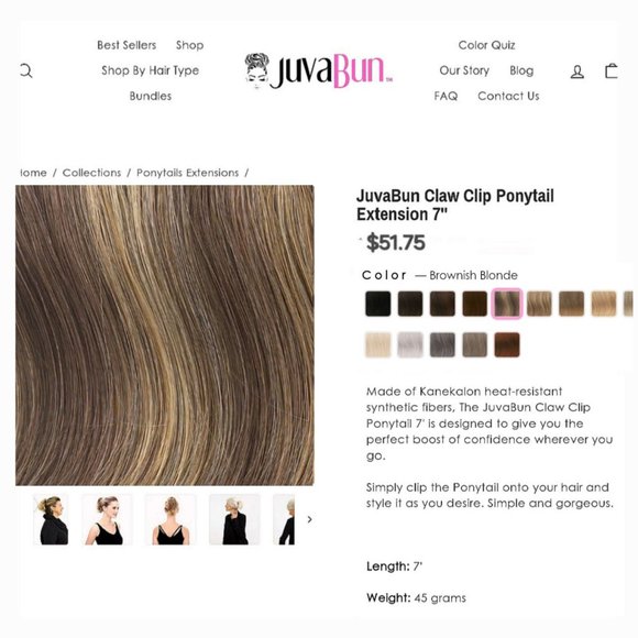 'JUVA~BUN' HAIR STYLING 'CURVED PONYTAIL' SEWN-IN CLAW CLIP - Picture 10 of 16